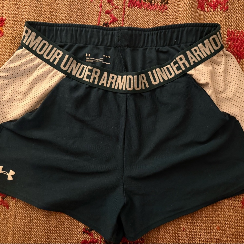 Under Armour Women's Teal and White Shorts